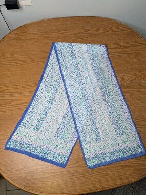 vintage 70s 80s Italy scarf purple green white 54" x11.75" ralfeaux funky